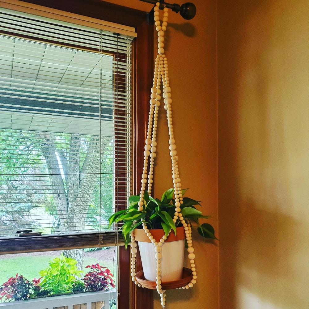 Wood Bead Plant Hanger